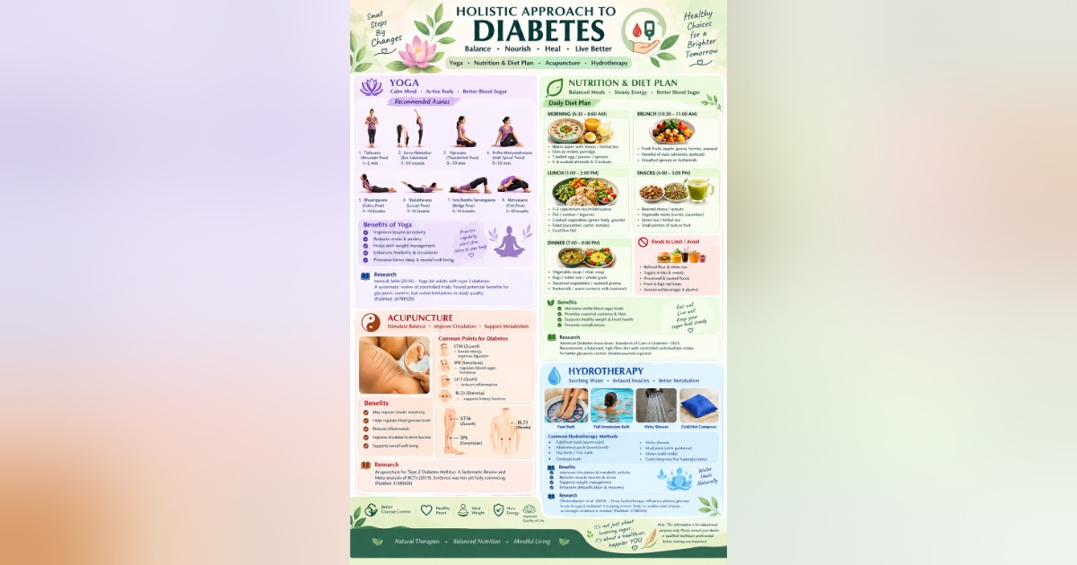 Holistic Diabetes Wellness Guide | Yoga Asanas with Pictures, Daily Diet Plan, Acupuncture & Hydrotherapy