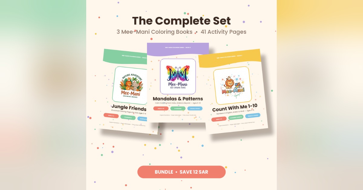 Complete Set: All 3 Coloring Books – Animals, Numbers & Mandalas (Ages 3-12)