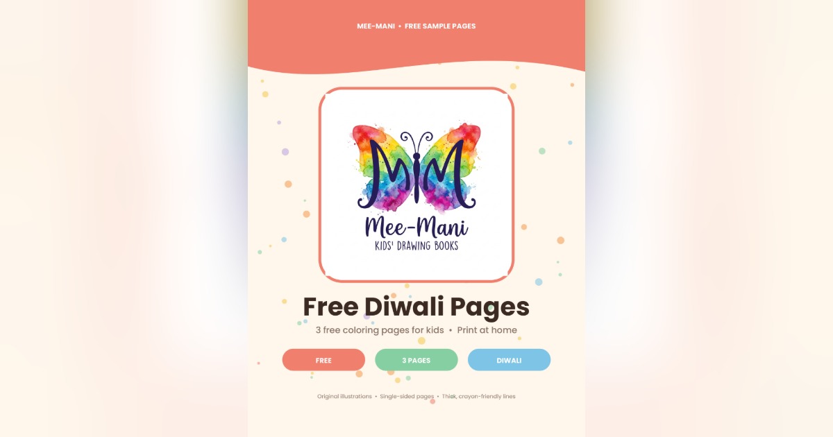 FREE Diwali Coloring Pages for Kids 🪔 (3 Pages)