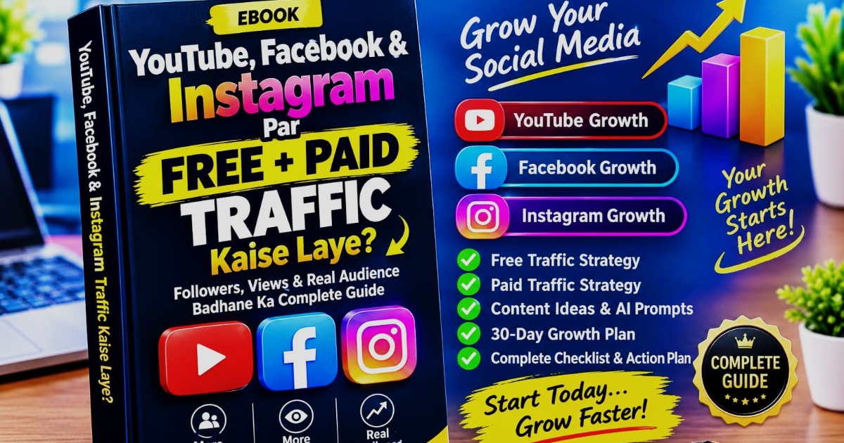 YouTube, Facebook & Instagram પર Free + Paid Traffic કેવી રીતે લાવવો? 🚀 | Complete Ebook