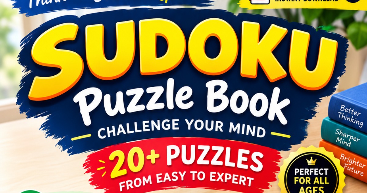 π§© CHALLENGE YOUR MIND WITH OUR SUDOKU PUZZLE BOOK! Looking for a fun and engaging way to enjoy puzzles and challenge your brain? This Sudoku Puzzle Book is perfect for puzzle lovers, beginners, students, and adults! β¨ WHAT'S INSIDE? β
20+ Sudoku Puzzle