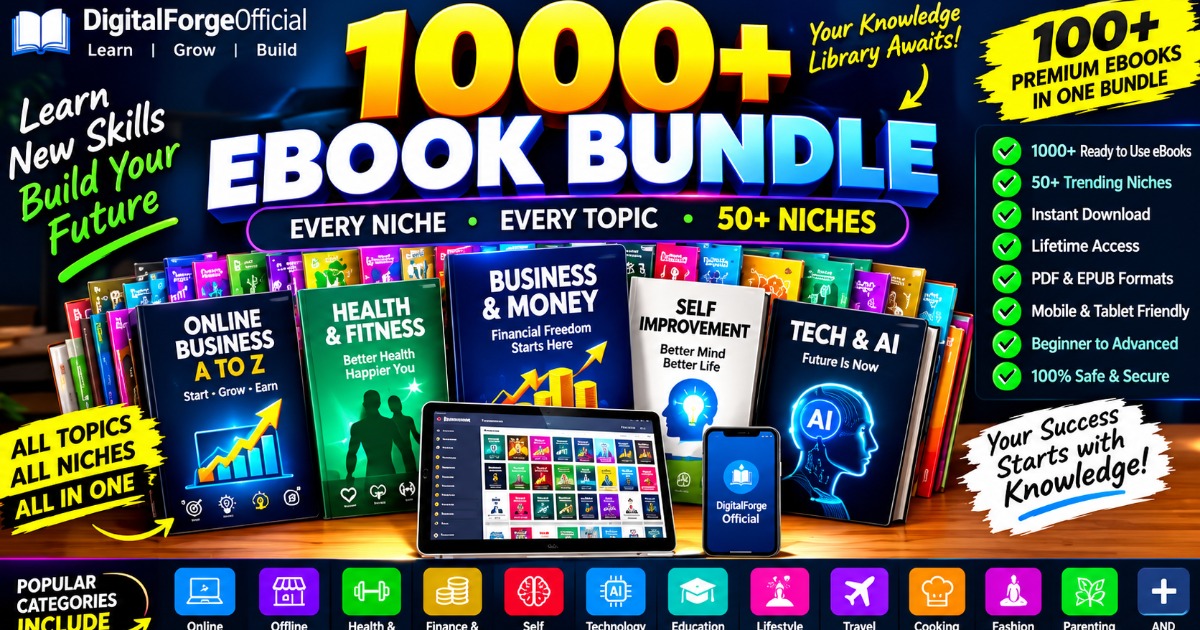 1000+ Premium Ebooks Bundle – Learn, Grow & Earn 📚