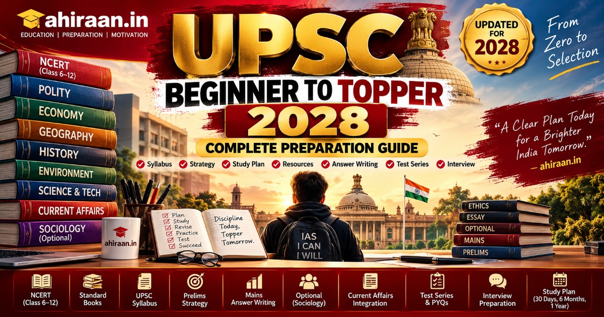 UPSC Beginner to Topper 2028 — Complete Preparation Guide | ahiraan.in