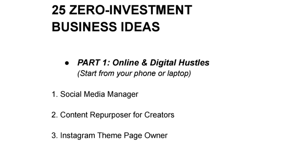 25 + Zero- investment business ideas, image 2
