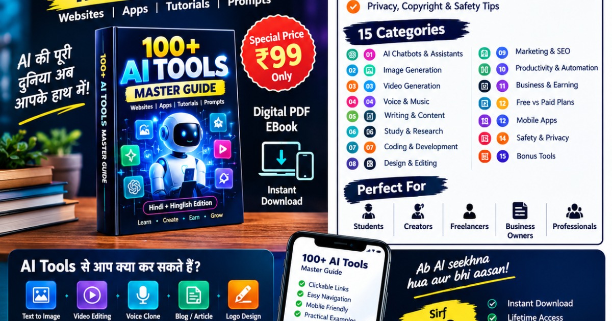 100+ AI Tools Master Guide in Hindi – Online Earning aur Smart Work ke Liye, image 2
