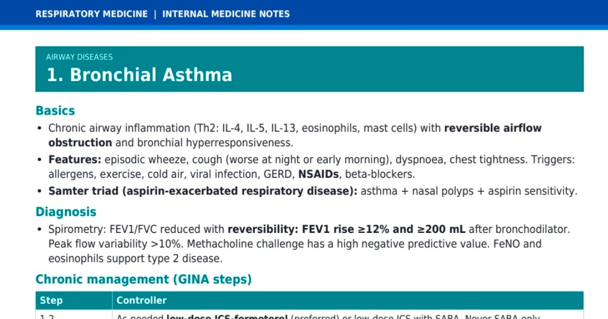 Respiratory medicine notes for fmge, image 2
