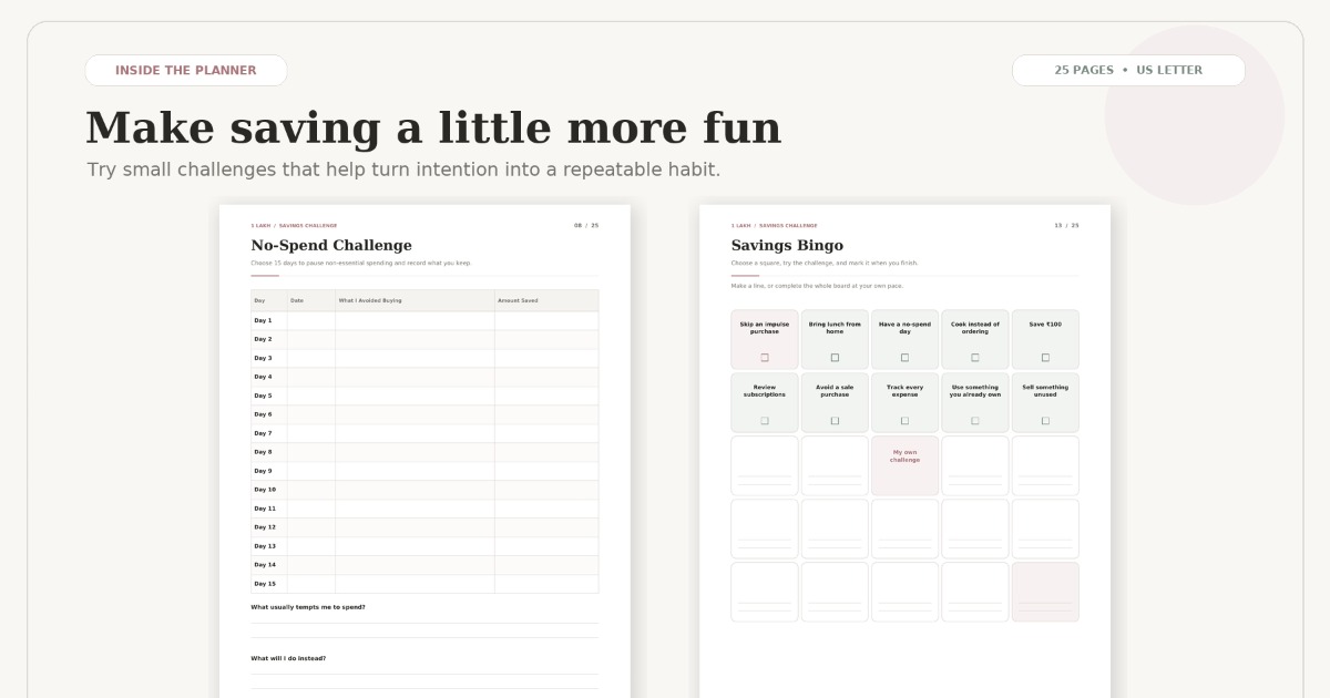 1 Lakh Savings Challenge Printable | ₹1,00,000 Savings Tracker & Money Planner, image 4