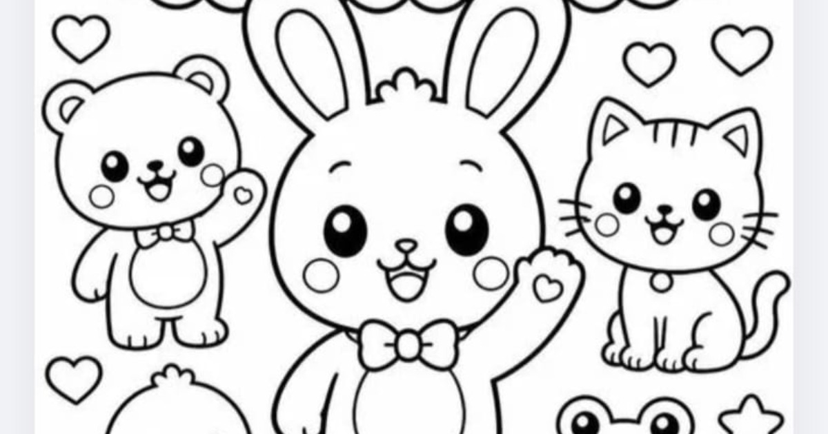 Kwaii rabbit and friends coloring book