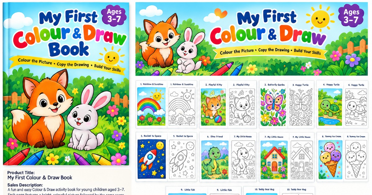 Kids Colouring and Drawing Book Ages 3–7 | Printable PDF, image 2