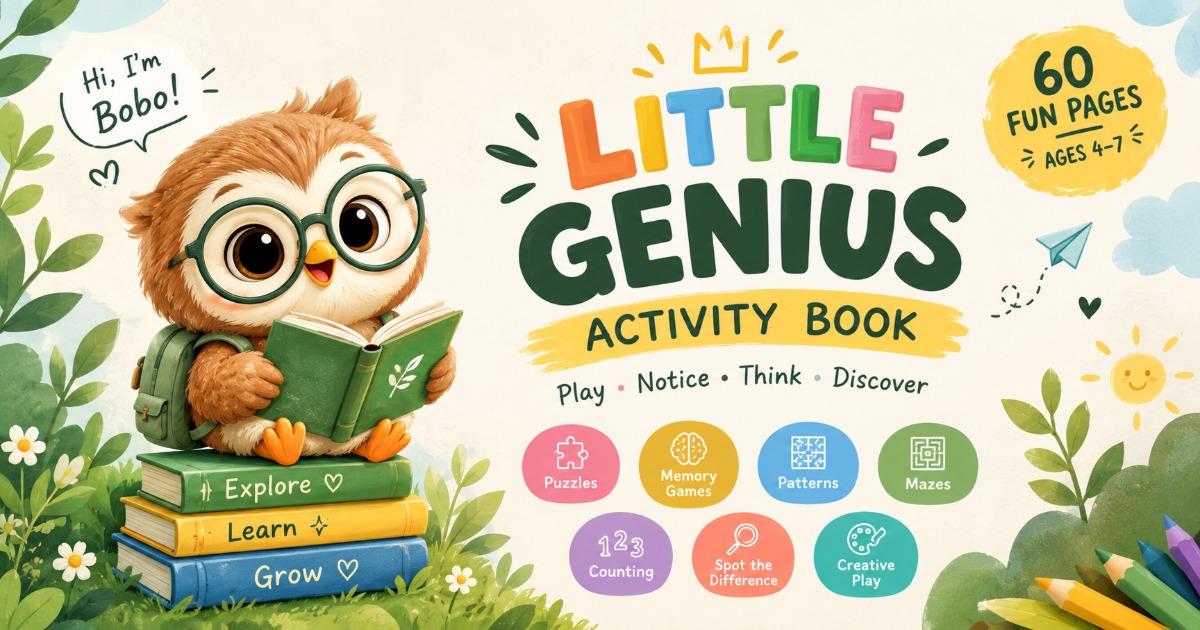 Little Genius Activity Book for Kids Ages 4–7 | Fun Brain Games, Mazes, Counting, Patterns, Logic Puzzles & Creative Learning