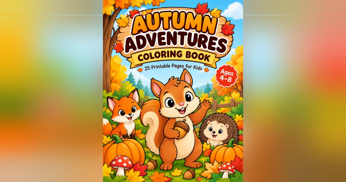 Autumn Adventures Coloring Book for Kids | 50 Printable Coloring Pages, image 2