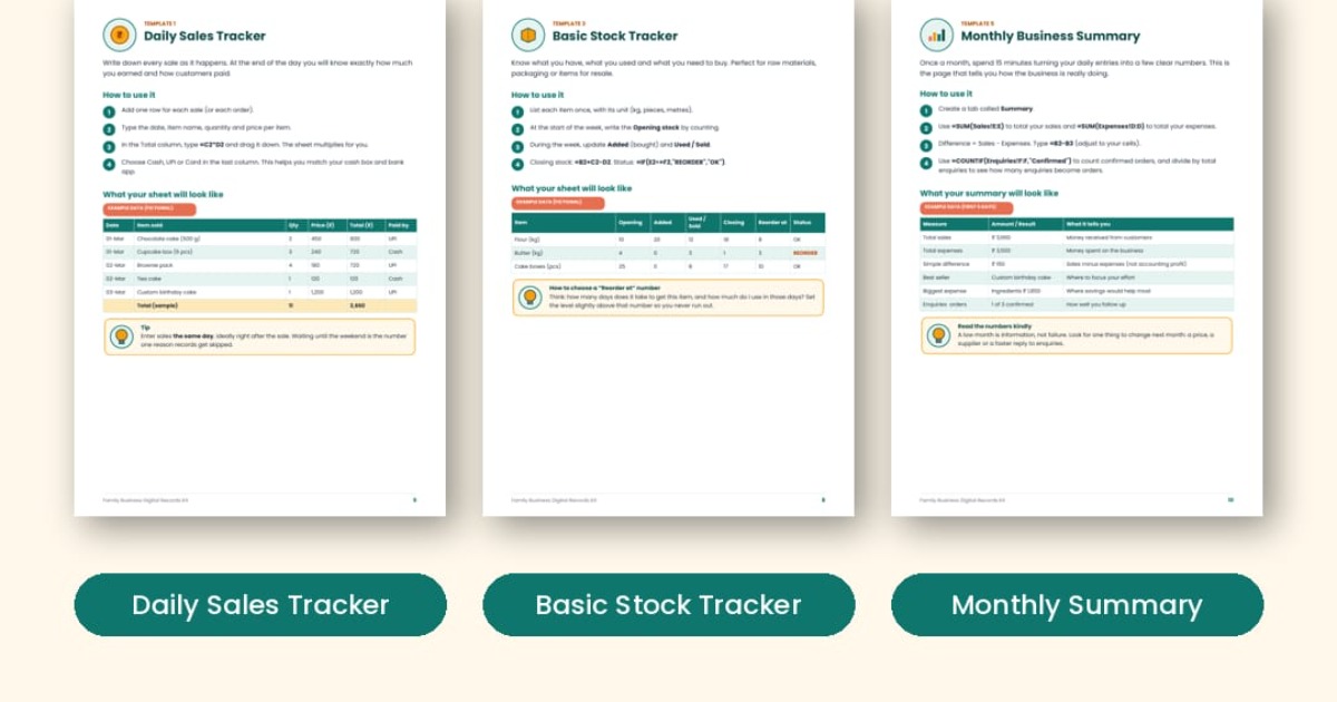 Family Business Digital Records Kit: Track Sales, Expenses, Stock and Customers (Google Sheets & Excel Guide), image 3