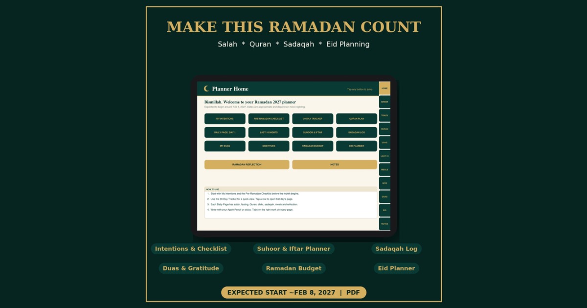 Ramadan 2027 Ultimate Planner & Journal | Digital PDF, image 2