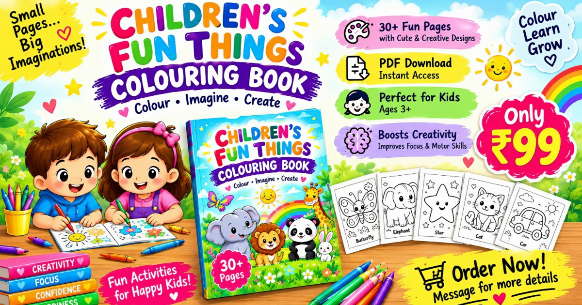 🎨 Children's Fun Things Colouring Book