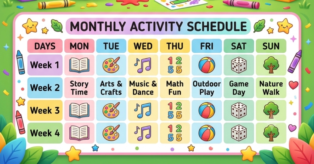 Monthly schedules for little learner’s and activities