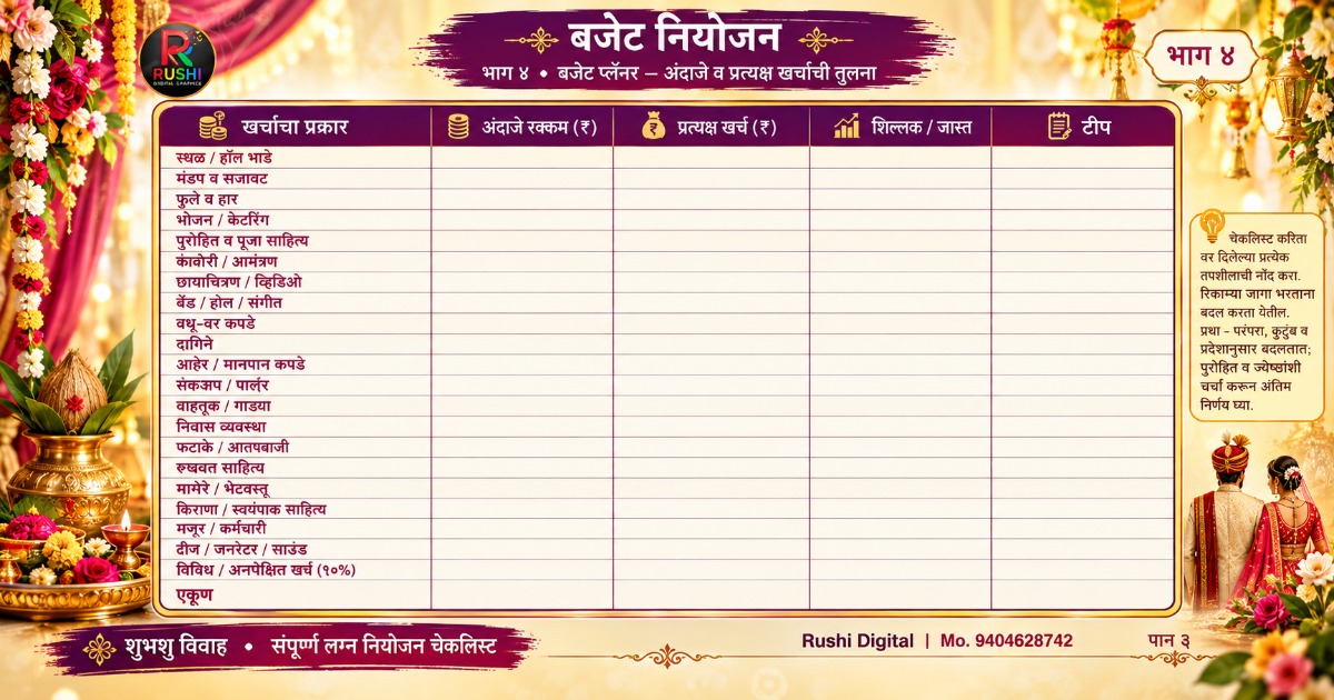 संपूर्ण मराठी लग्न प्लॅनर व चेकलिस्ट (PDF), image 3
