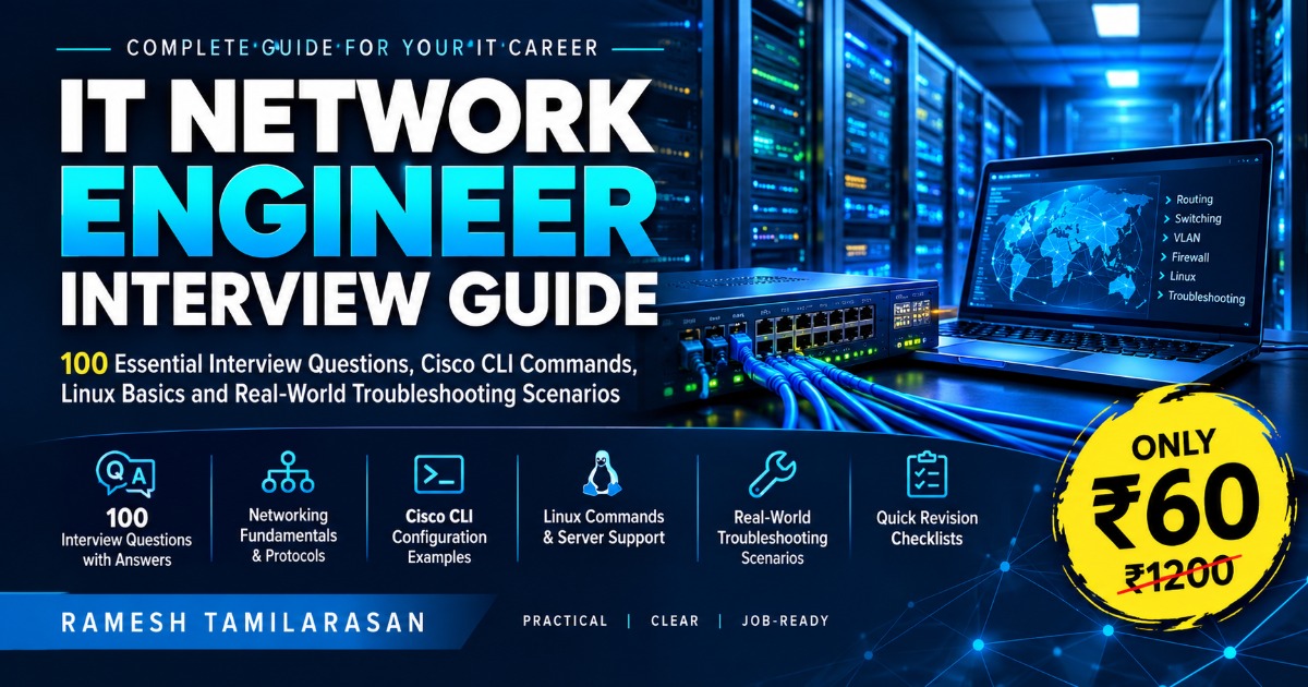 IT Network Engineer Interview Guide – 100 Questions, Cisco CLI, Linux & Troubleshooting
