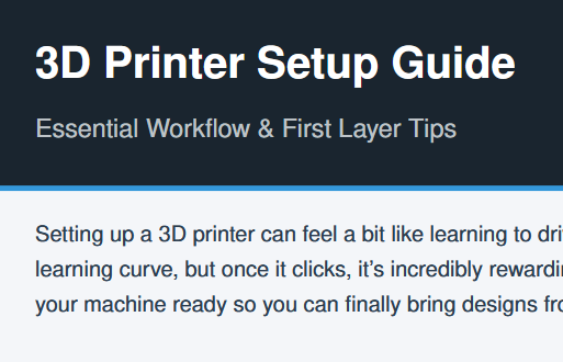 3D Printer Setup Guide