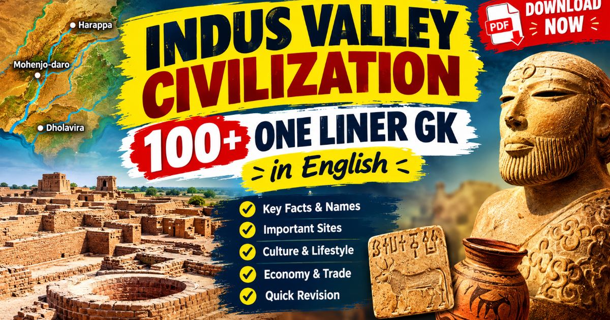 Indus Valley Civilization 100+ One Liner Gk in English