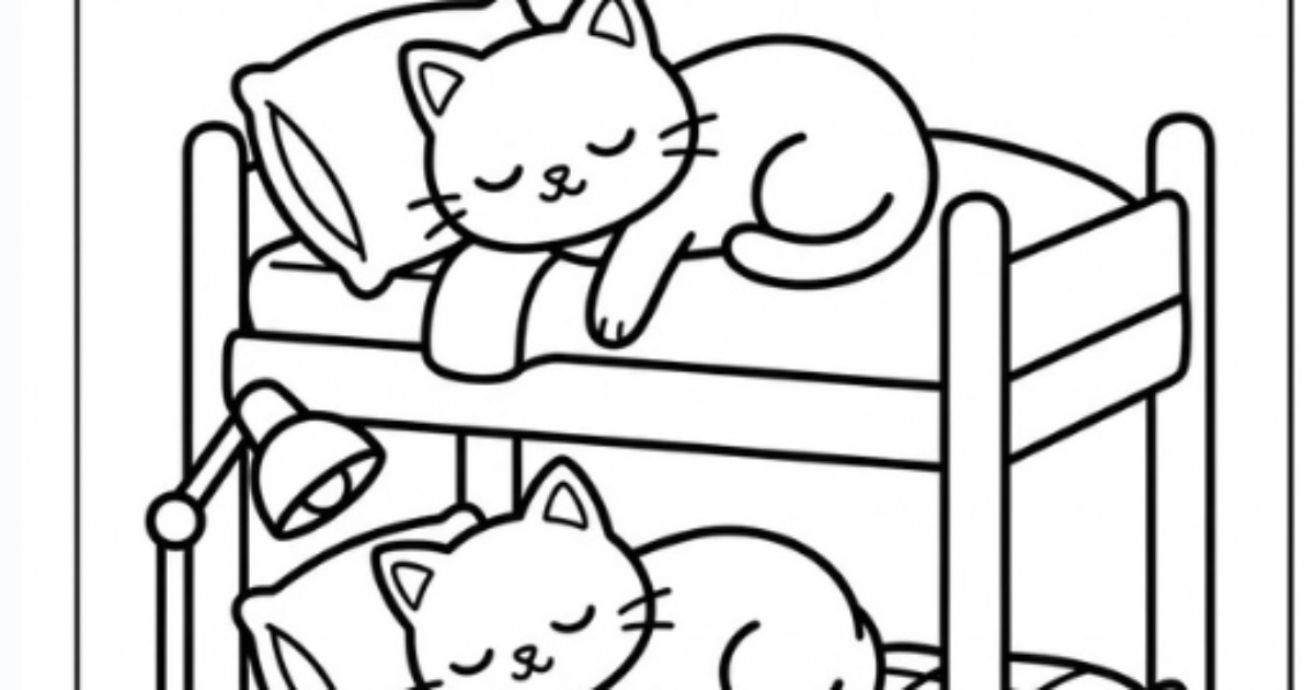 Cozy Cat Coloring Book | 52 Printable Pages | Cute Cat Scenes | Adult & Kids Coloring | Instant Download PDF, image 4